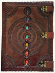 Huge Leather Embossed Journal with 7 Chakra Stones and 3 locks